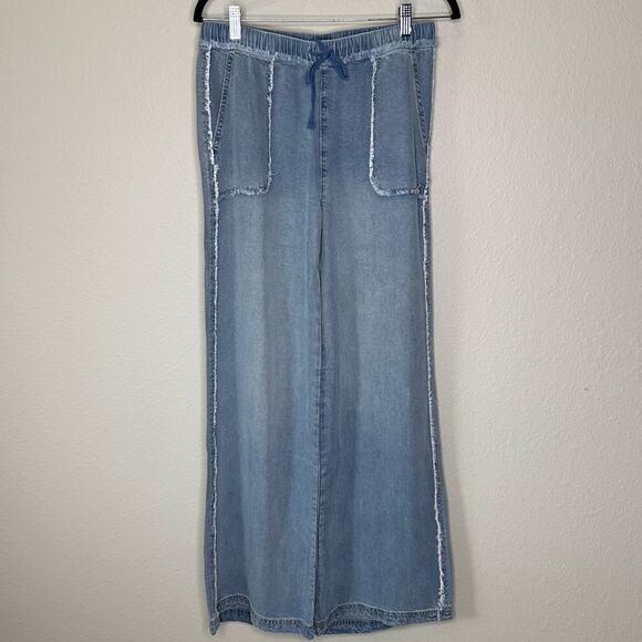 Tractr Soft Tencel Denim Wide Leg Pants Light Indigo Size Medium New - Picture 4 of 11